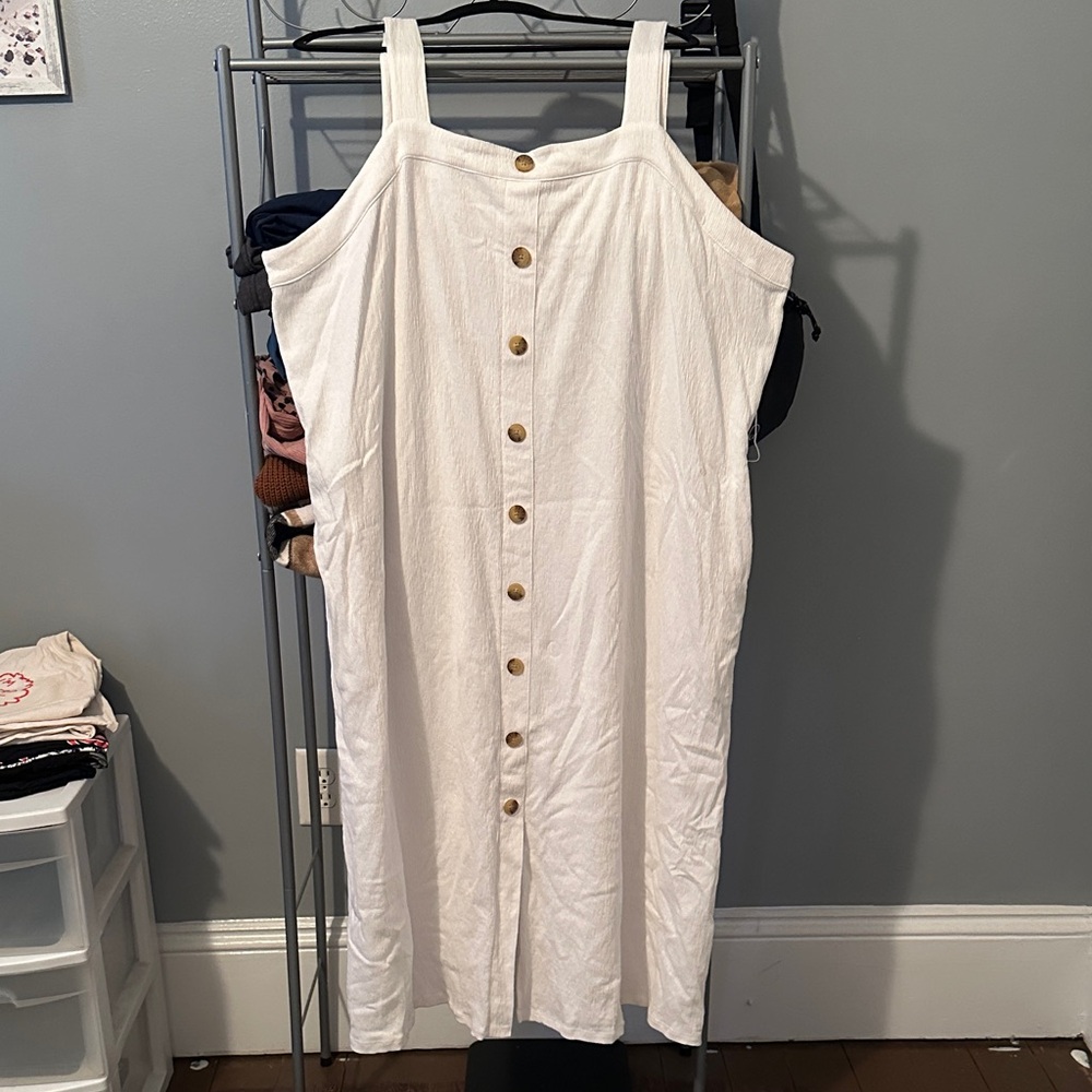 Ava & Viv White Button-Front Midi Dress